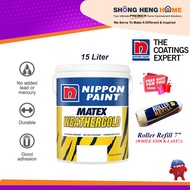 15L -  Nippon Paint Matex Weathergold Exterior Wall - COLOR OPTION [ANY COLOR - PM CODE] + Freegift