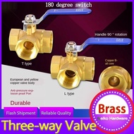 ┲1/2 IN Copper Three Way Ball Valve T Type L Type 1/4IN 3/8IN 3/4 IN 1 IN Inner Wire Valve Switc ☻✌