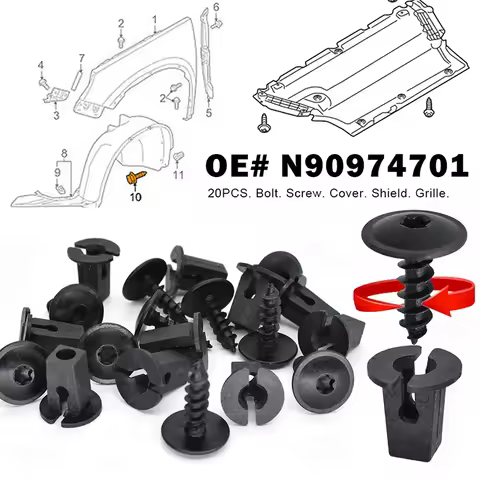 20pcs Engine Cover Undertray Splashguard Wheel Arch Torx Screw Fastener Clips Fit for VW Golf Audi A