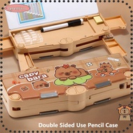 LIKE Pen Box, Double Sided Use Multifunctional Capybara Pencil , Cartoon Large Capacity Stationery B