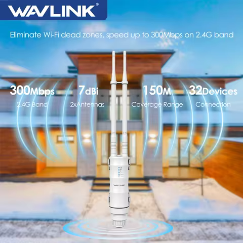 WAVLINK AC300/600/1200/AX1800/3000 Wireless Outdoor Router High Power POE Waterproof AP/Repeater 7/8