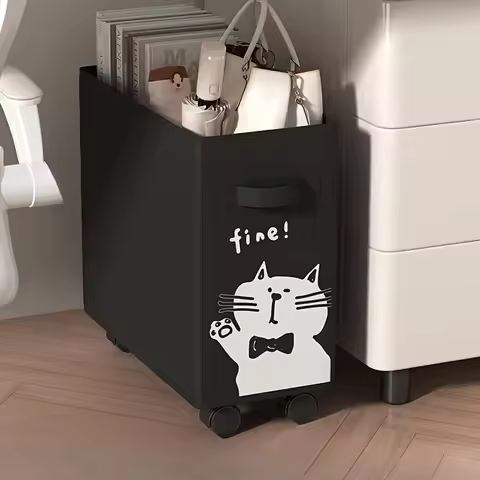 28L Large Capacity Cartoon Storage Box, Open Storage, Foldable, with 4 360° Wheels, Toys, Clothes, H
