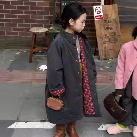 Korean girls' thick medium to long cotton clothes winter clothes children's fashionable warm clothes