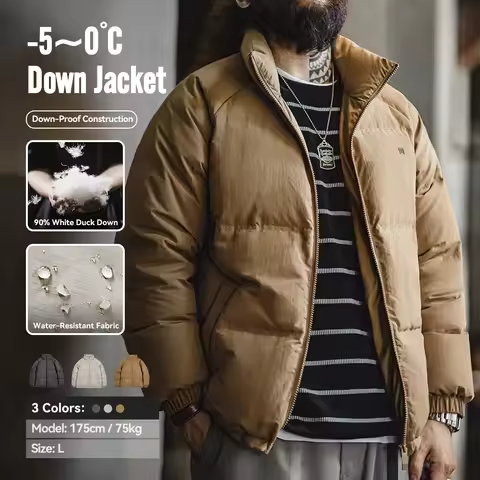 Maden Winter Down Jacket for Men White Duck Down Filling Outdoor 4-Grade Waterproof Stand-up Collar 