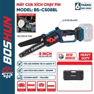 Máy Cưa Xích Pin BOSHUN BS-CS08BL Không Chổi Than Chiều Dài Lam 24cm Bình Tra Nhớt Tự Động