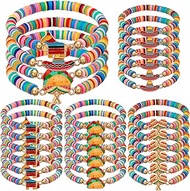 24 Pcs Mexico Party Favors Bracelets Bulk Mexican Red White and Green Independence Day Party Bracele