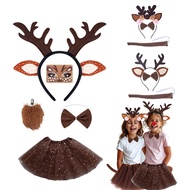 5pcs/Set Baby Girls Deer Tutu Skirts Outfit for Kids Christmas Reindeer Costume Toddler Children Bir