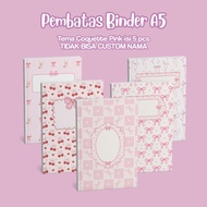 UNGU A5 and B5 Binder Dividers, Coquette Theme, Pink, Purple, biru of 5