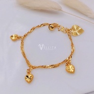[VELLITA]Cop916 Bracelet " Water Wave Dangle Love" 999.9 Gold Plated L:13cm - 18cm <Rantai Tangan>