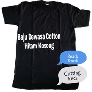 Baju Baru Dewasa Cotton Hitam Kosong Plain Black Tshirt