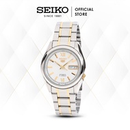 Jam Tangan Pria Seiko 5 SNKL57K1 Auto 21 Jewels White Dial Dual Tone