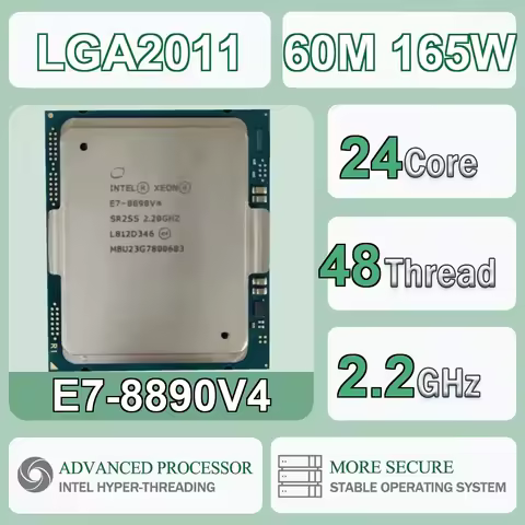 Intel Xeon E7-8890V4 24 Core 48 Thread 2.2GHz 165W 60MB Cache 14nm LGA 2011 SR2SS DDR4-1333/1600/186