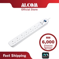 Masterplug In-Line Surge Extension SRGLSU63PW-MPA with 6 Sockets, 2 3.1 USB Ports & 3 Meter Length f