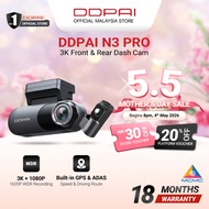 [2026 NEW] DDPAI N3 Pro 3K 1620P Front & Rear Super Capacitor Dash Cam with Built-In GPS & ADAS