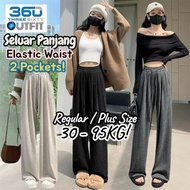360 OUTFIT Seluar Panjang 2 Pockets Bergetah Saiz Besar Plus Size Women Long Pants Trousers Wide-Leg