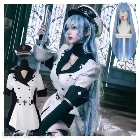 Anime Akame Ga KILL Esdeath Cosplay Costume With Hat Socks Wig Outfits For Women Full Set Esdeath Em