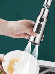 1個廚房水龍頭噴頭更換,3功能（細流/噴霧/刀片）噴嘴,拋光鉻表面