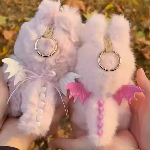 For 10.5cm/17cm Labubu Clothes Lovely Pink Velvet Rabbit Little Devil Trendy Outfit Accessories Labu