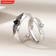 CRAFTSERIES Niche Personalized Couple Rings Angel and Demon Couple Rings Opening Adjustable Rings Je