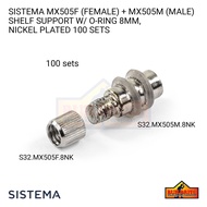 SISTEMA MX505F Ø8mm with MX505M Ø8mm Plastic Shelf Support Pegs Stud Thread with Metal Pin
