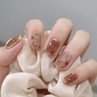 Ice camellia nail patch milk coffee dizzy fake