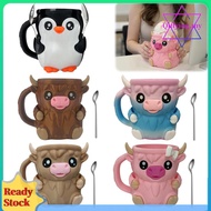 Cute Penguin Cow Ice Cream Pint Containers Dual Spoon Slots Beer Can Cup Sleeve Leak Proof for Gathe