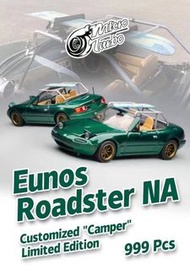 Peako 1:64合金模型。MX-5 1代NA，Eunos Roadster改装版Miata 。第三批預售中，Camper Green 旅行綠色，MicroTurbo聯名推出限量999。含防滾架及沖