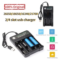 【COD】 26650/18650/16340/21700 Rechargeable Battery USB Universal Li-ion Battery Charger two slots