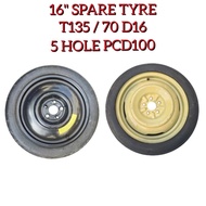 Spare Tyre /Tire /Tayar Ganti 16 Inch 5 Hole PCD100 ( T135/70 D16 ) Toyota Wish Caldina Prius Spare 