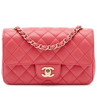 Chanel Pink Quilted Caviar Mini Rectangular Classic Single Flap Bag Gold Hardware, 2017