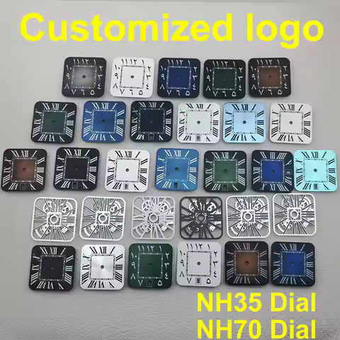 NH35 NH70 dial square dial hollow Roman Arabic dial men's watch suitable for NH35 NH70 movement spor
