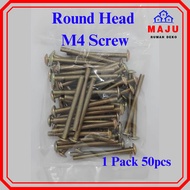 MAJU M4 Round Head Screw Skru Kepala Bulat Cabinet Panjang 20mm 25mm 40mm 48mm 1pack 50unit