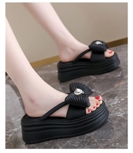 Dép đế bánh mì nơ đính trái tim mẫu hot trend - đế 7p