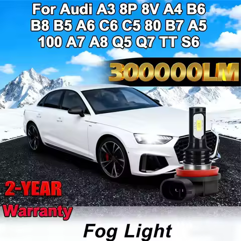30000LM H8 H9 H11 Fog Lamps 6000K Auto Front Fog Lights For Audi A3 8P 8V A4 B6 B8 B5 A6 C6 C5 80 B7