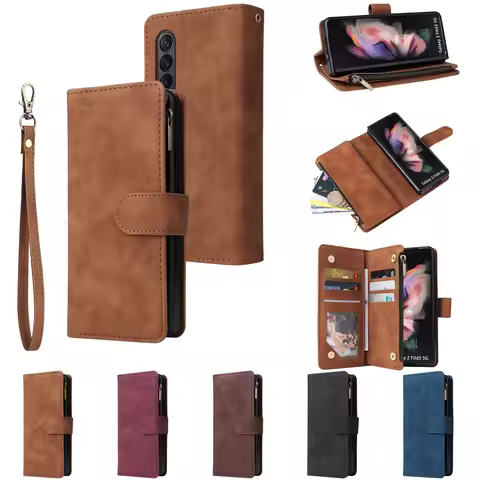 CAESBON Wallet Multi-card Zipper Kickstand Magnetic Flip Leather Case For Samsung Galaxy Z Fold 7 6 