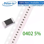 (100pcs) 0402 SMD Resistor 0.1R~910R 5% 1/16W 0R 0.2R 0.5R 1R 2.2R 4.7R 5.1R 47R 22R 33R 100R 330R 2