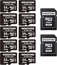 Gigastone 64GB 10-Pack Micro SD Card, 4K UHD Video, Surveillance Security Cam Action Camera Drone Pr