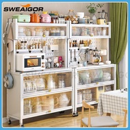 on hand！SWEAIGOR 5-6Layer Kitchen Cabinet Storage Organizer Rack Shelf With Pull-Out Doors &amp; Wheels