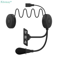 Aitemay Motorcycle Bluetooth 5.2 Helmet Wireless Headset Handsfree Stereo Music Player Motorcycle Noise Reduction Headphone with Microphone