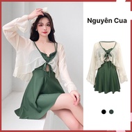 Swimsuit Set 2 Piece Includes 2-String Swimsuit and Dark Hem OuterJacket