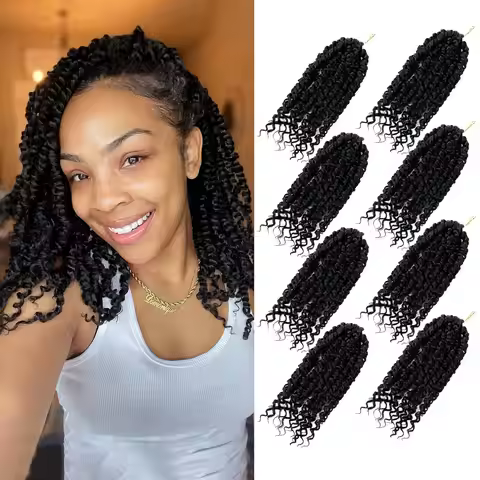8-14Inch Passion Twist Crochet Hair 1/3/8 Packs Prelooped Passion Twist Hair, Short Pre Looped Croch