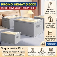 5 Pcs 53L Foldable Storage Box 47x35x30cm Clothes Organizer