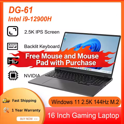 DG-61 Gaming Laptop Intel i9-12900H NVIDIA RTX 3060 6G computer Windows 11 2.5K 144Hz M.2 Backlit Ke