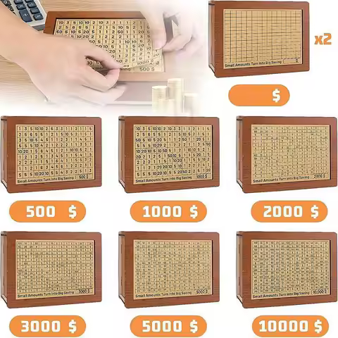 1000/2000/3000/5000/10000 Euro Dollar Money Box Piggy Bank Wood Money Bank Reusable Money Box With S