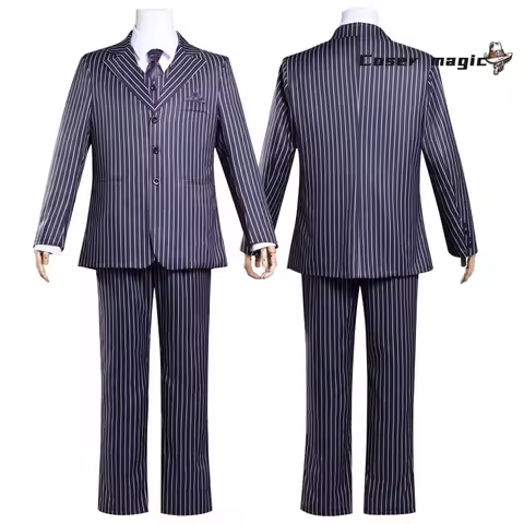 Wednesday 2 Gomez Addams striped suit Cosplay Costume Uniform Halloween Carnival Party Christmas Pla