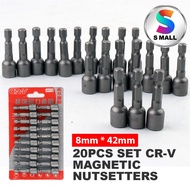20pcs CR-V Magnetic Nut Setter 1/4" Hex Socket Wrench Converter Drill Chuck Impact Screw Nut Driver 