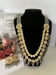 Kundan Rani Haar Necklace Chain with matching earrings for party wear wedding bridal jewellery