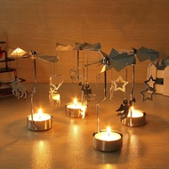 Gold Candlesticks Rotating Romantic Rotation Spinning Carousel Tea Light Candle Holder Dinner Wedding Bar Party Decorati
