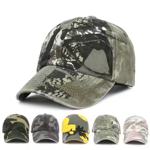 New Unisex Hiking Camouflage Tactics Baseball Cap Leaves Jungle Hat Unstructured Cotton 6 Panel Base