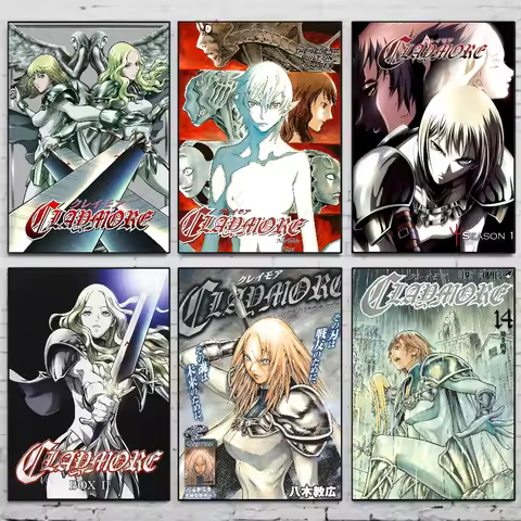 Anime Cool C-Claymore Female Warrior Poster Waterproof Wall Art Sticker For Living Room Vintage Deco
